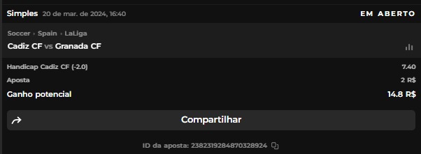 exemplo do mercado de handicap por time e gols