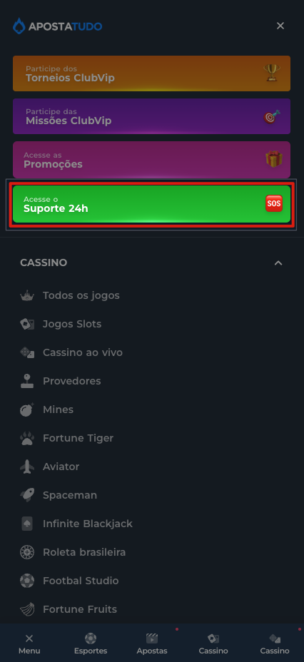acessar o suporte para solicitar o comprovante de saque.