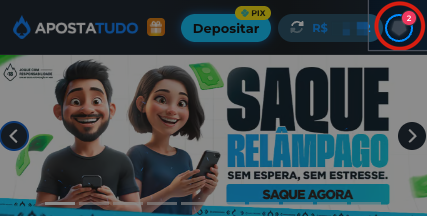 imagem mostrando onde entrar no perfil para realizar saque