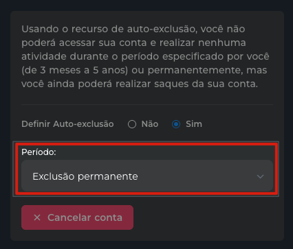 imagem mostrando onde cancelar a conta