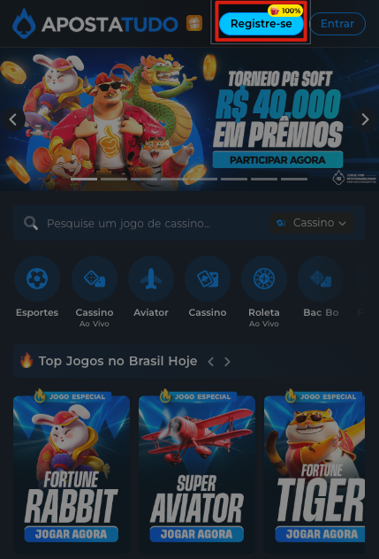 imagem mostrando em qual botão clicar para se cadastrar  