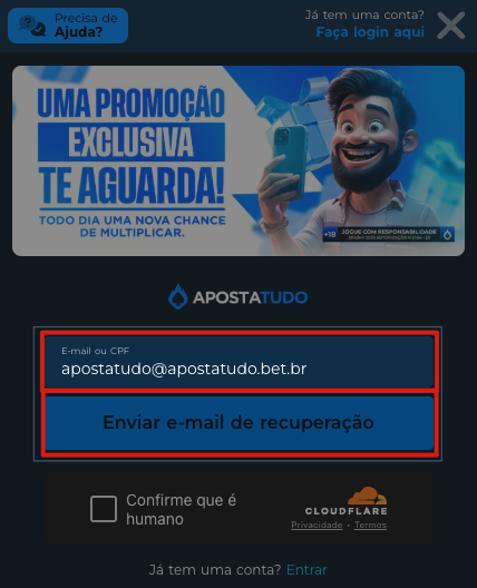 processo de recuperar a senha