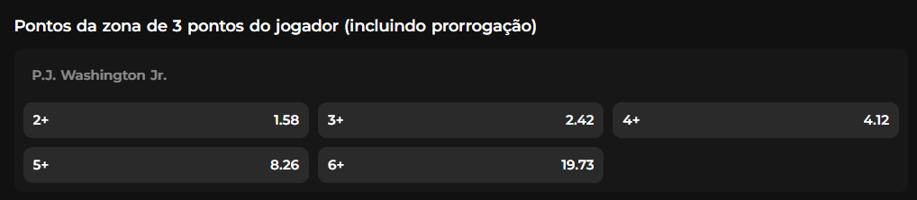 quantidades de cestas de 3 pontos que o jogador realizará 
